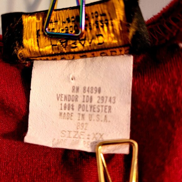 VTG Salon Studio Womens Top Pull Over 2XL Long Sleeve Rhinestone Accents Red USA - Picture 10 of 11